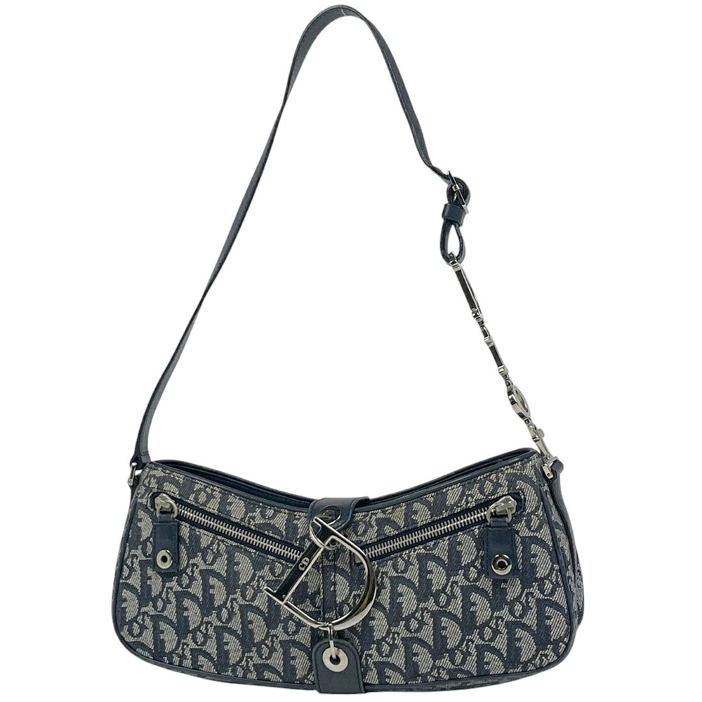 Christian Dior Trotter shoulder bag handbag canvas Navy Blue